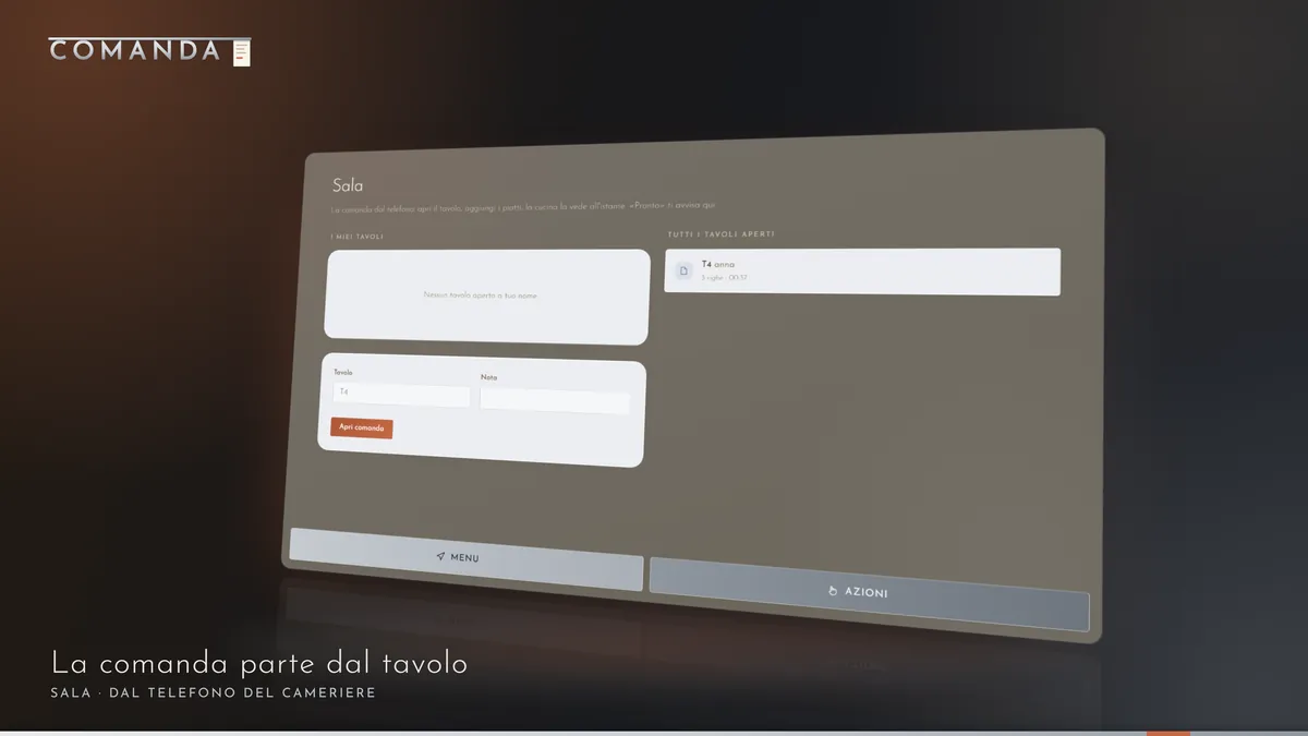 La sala di Comanda: la comanda parte dal telefono del cameriere