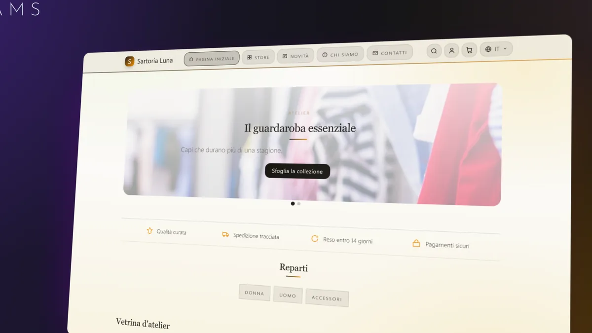 Il negozio online con il tema Sartoria Luna: ogni attività col suo carattere